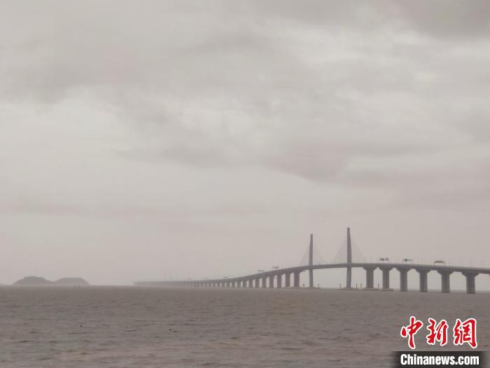 港珠澳大桥桥梁航道已经实施临时水上交通管制。　朱远智 摄